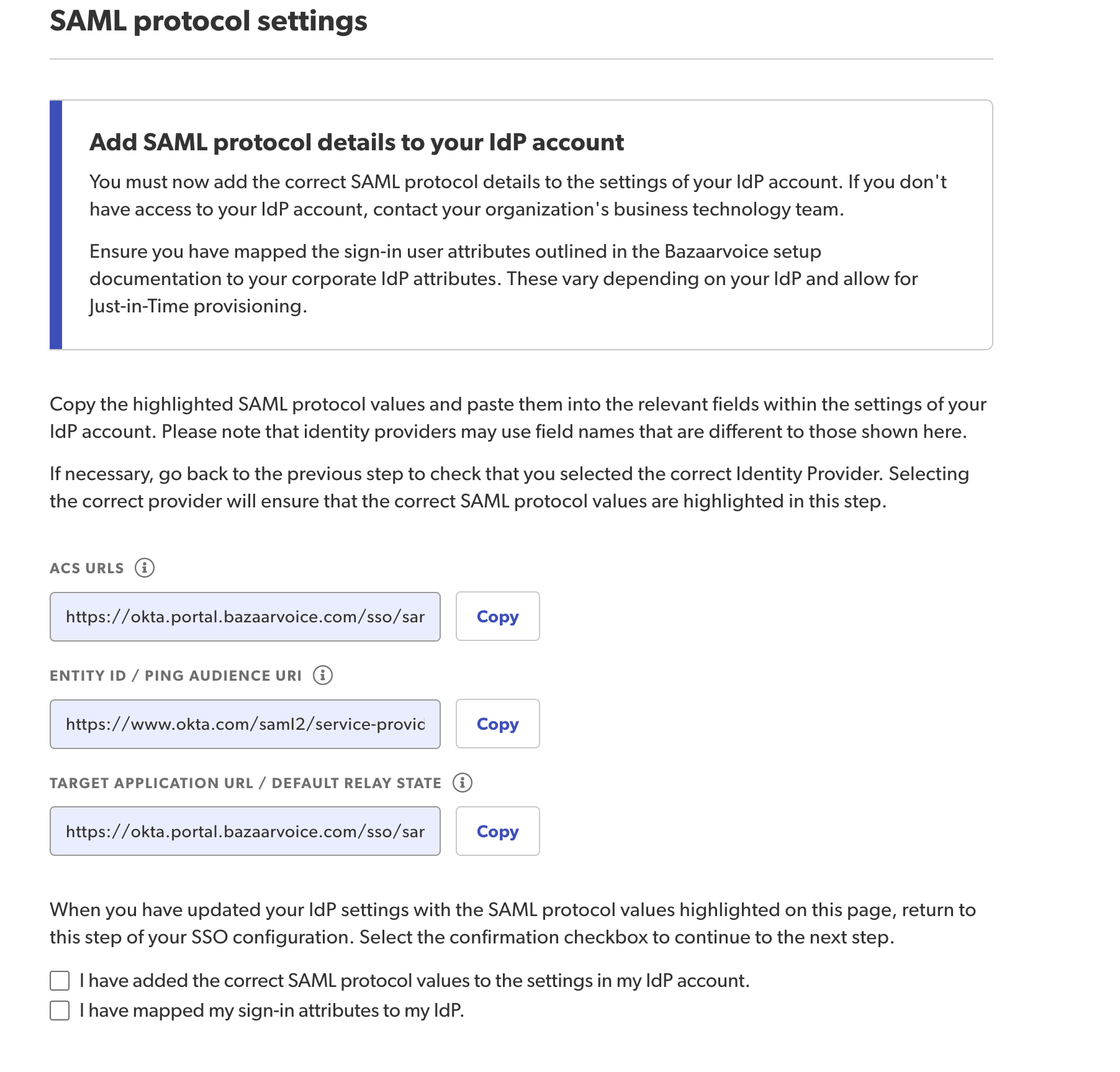 SAML protocol settings