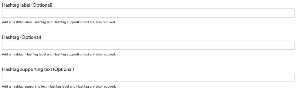 Hashtag section in the Portal Ratings and Reviews configuration