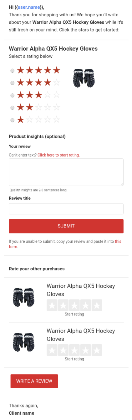 Primary in-mail submission form