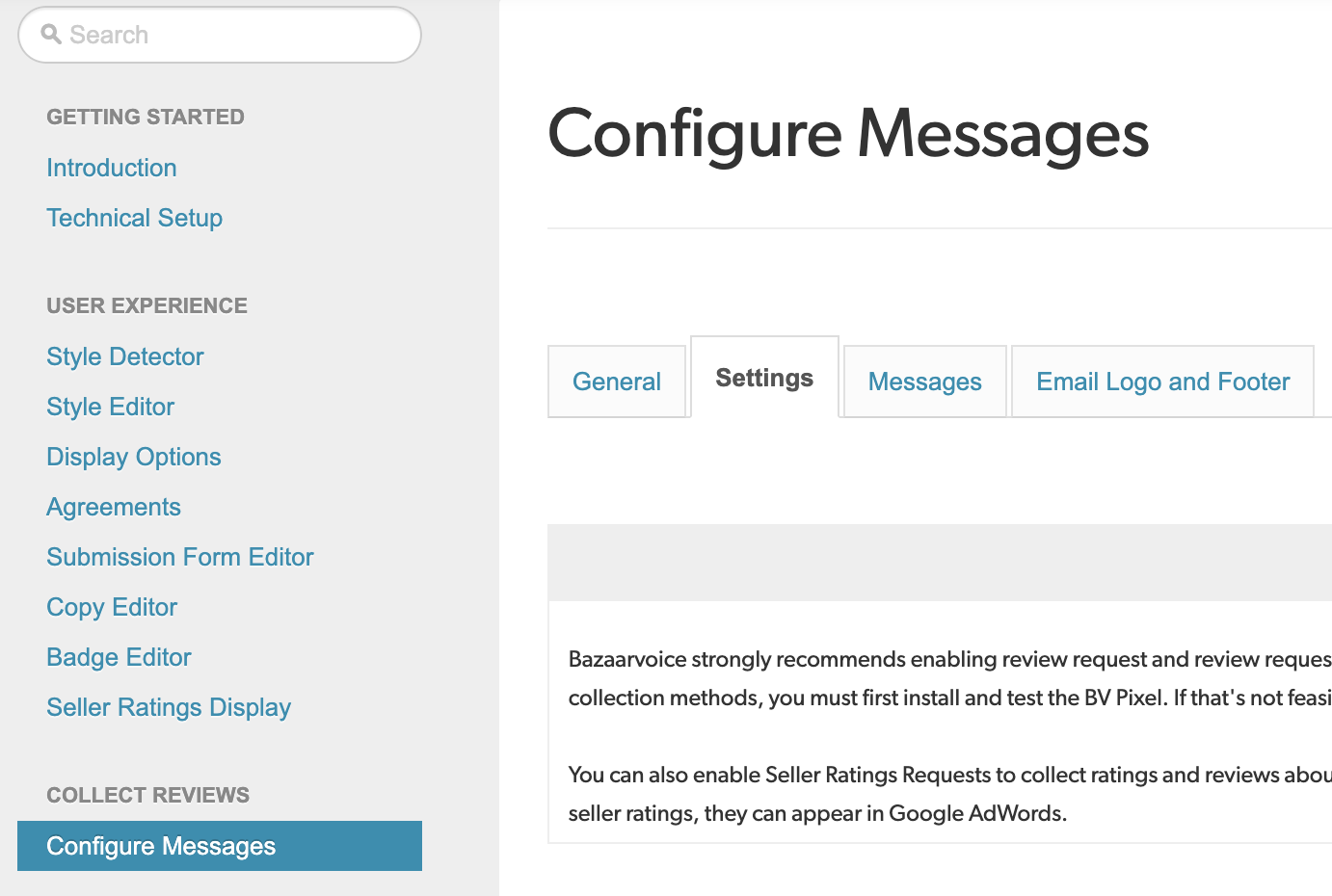 Configure Messages section in the Portal