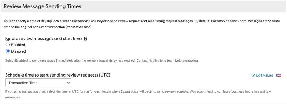 Settings to control message sending times