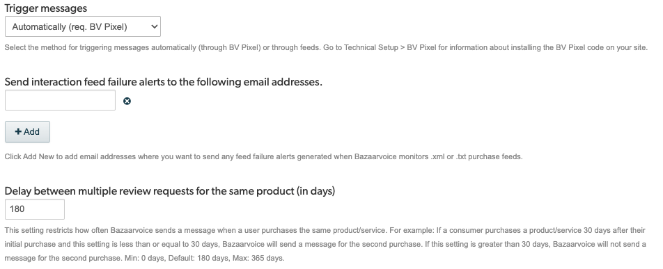 Setting to trigger interaction feed failure alerts