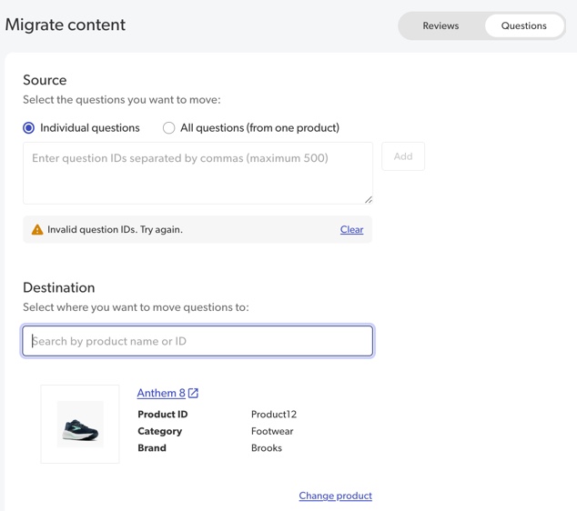Migrate Questions Modal image