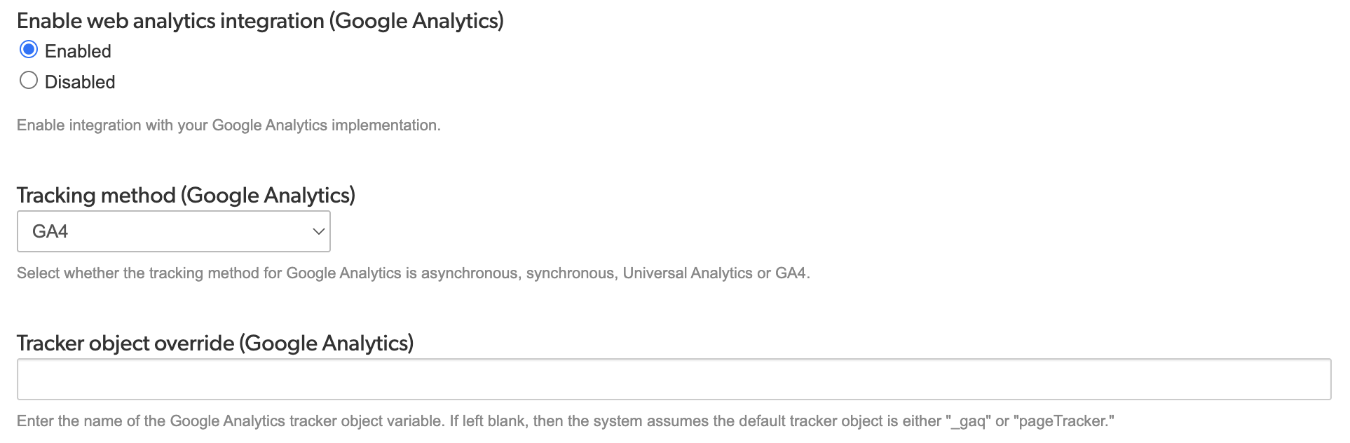 Web analytics integration