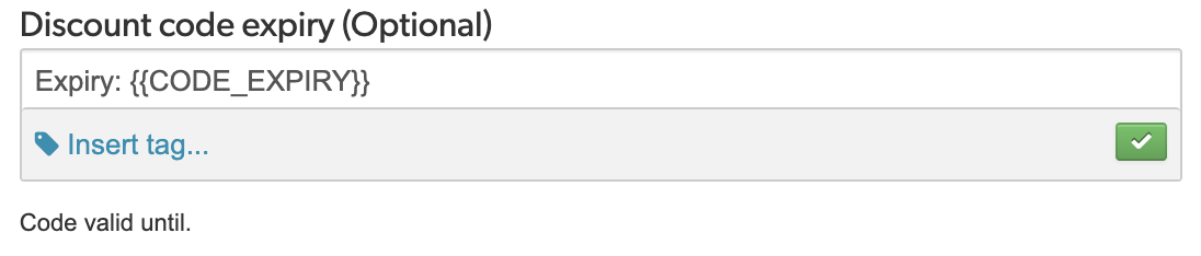 Code expiry field