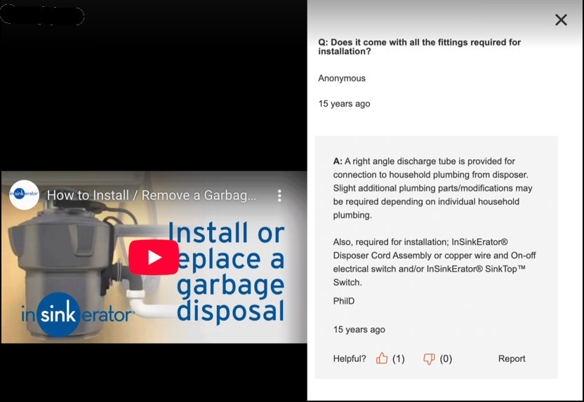 Example of an answer with a video thumbnail