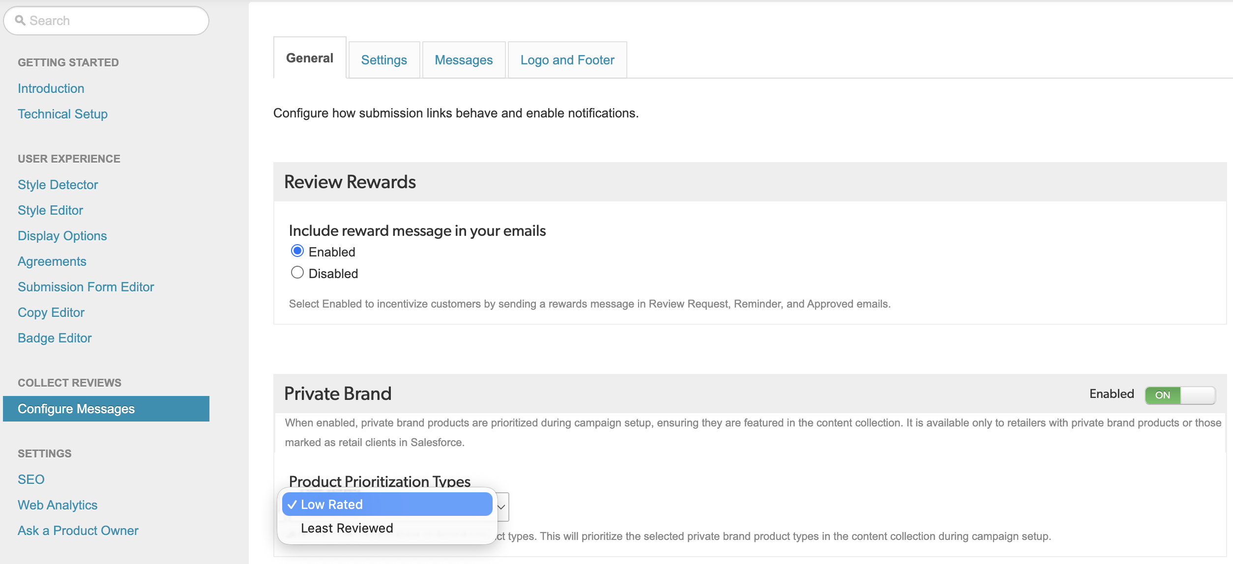 Private brand feature flag