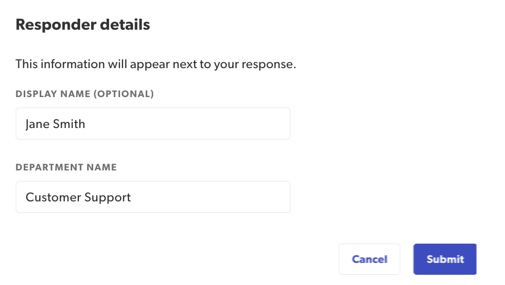 Screenshot of the responder details dialog box with department name and display name added.
