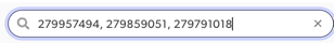 Search bar containing three numerical review IDs separated by commas.